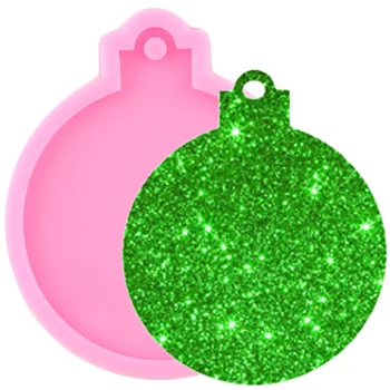 

Shiny Christmas Ornament Keychains Mold Silicone Mould for Key Chain Pendant Polymer Clay DIY Jewelry Making Epoxy Resin Molds