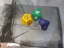 Bescon es emoción tiempo dirección y juego de dados 3 pieza propiedad poliédrico juego de dados de juego de rol en azul verde amarillo