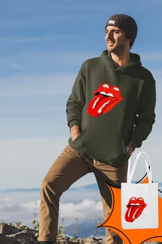 

Angemiel Wear Rolling Stones Pixel Art Green Men 'S Hooded Sweatshirt Bags Kombin