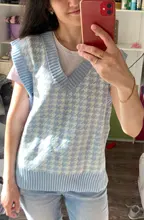 De moda Jersey chaleco sin mangas de las mujeres jersey de cuello en v suéter de punto de invierno coreano lindo suéter 2020