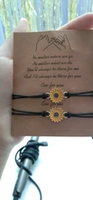 Pulsera hecha a mano con colgante de girasol para mujer, brazalete con cadena de cuerda entrelazada, para amigos y enamorados