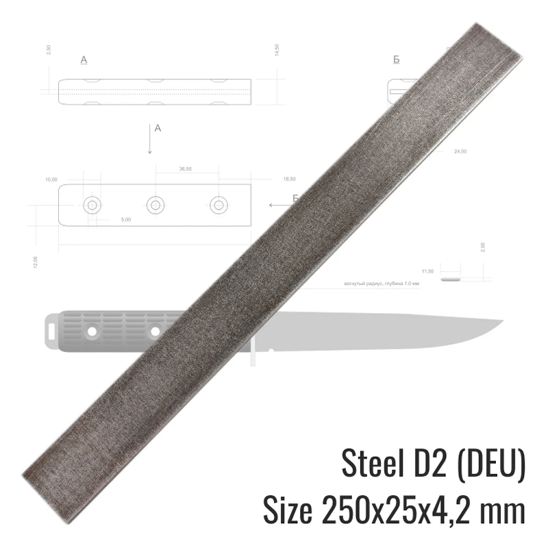 Plate Size 250х25х4.2mm Stainless steel D2 Germany Analog X12MF X155CrVMo12 knife DIY SKU 005-326 | Инструменты