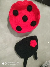 2 unids/set recién nacido mariquita traje accesorios de fotografía disfraz sombrero + capa de punto de ganchillo ropa bebé mono insectos ropa