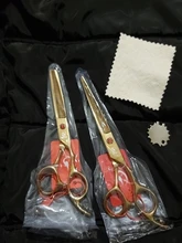 Tijeras profesionales grandes de 7,0 pulgadas para corte de peluquería, tijeras de adelgazamiento de 6,5 pulgadas, para barbería, JP440C, color azul, A0132A