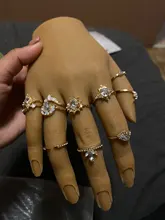 Conjunto de Anillos de nudillo de cristal Vintage para mujer, colgante de luna de loto, anillo bohemio, regalo de joyería