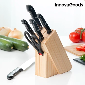 

InnovaGoods Wooden Knife Block Set (6 Pieces)