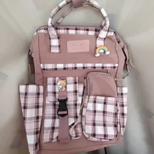 Mochilas casuales Vintage a cuadros para mujer, moradas, bolso de viaje con estampado de vaca negra a la moda para chicas adolescentes, mochila escolar 2021