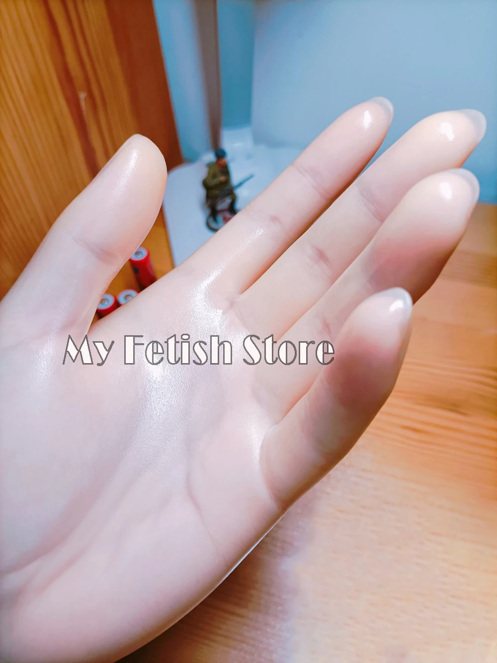 Big Super Thin Crossdress Oil Shiny Glossy Transparent Sexy Men's Fetish Shiny Latex Rubber Cosplay Kigurumi Gloves