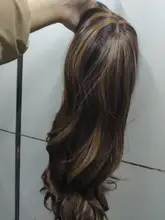 ALAN EATON-Peluca de cabello sintético para mujer afroamericana, cabellera artificial largo ondulado con flequillo, color negro, marrón y dorado, resistente al calor
