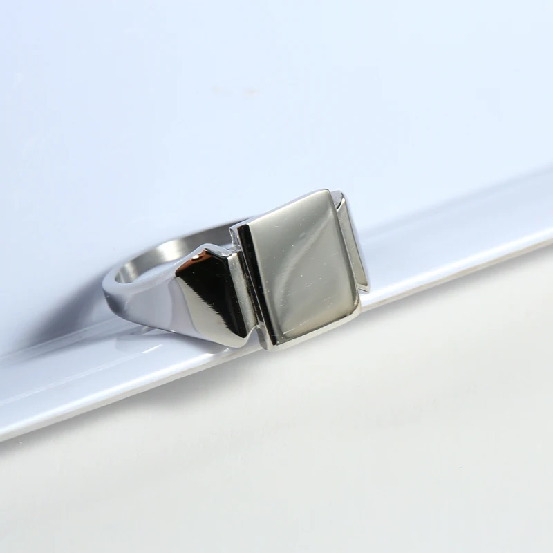 Men Titanium Steel Signet Rings Hand By Mirror Polished Geometric Simple Square finger rings jewelry rings ring jewelry signet ring