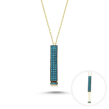 

KUTAYDAN Nano Gemstone Drop Rod Pendant 925 Sterling Silver