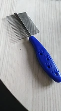 1 Uds de acero inoxidable perro mascota peines para gatos pelo largo y grueso muda de pelo eliminar rastrillo peine Pet aseo cepillo