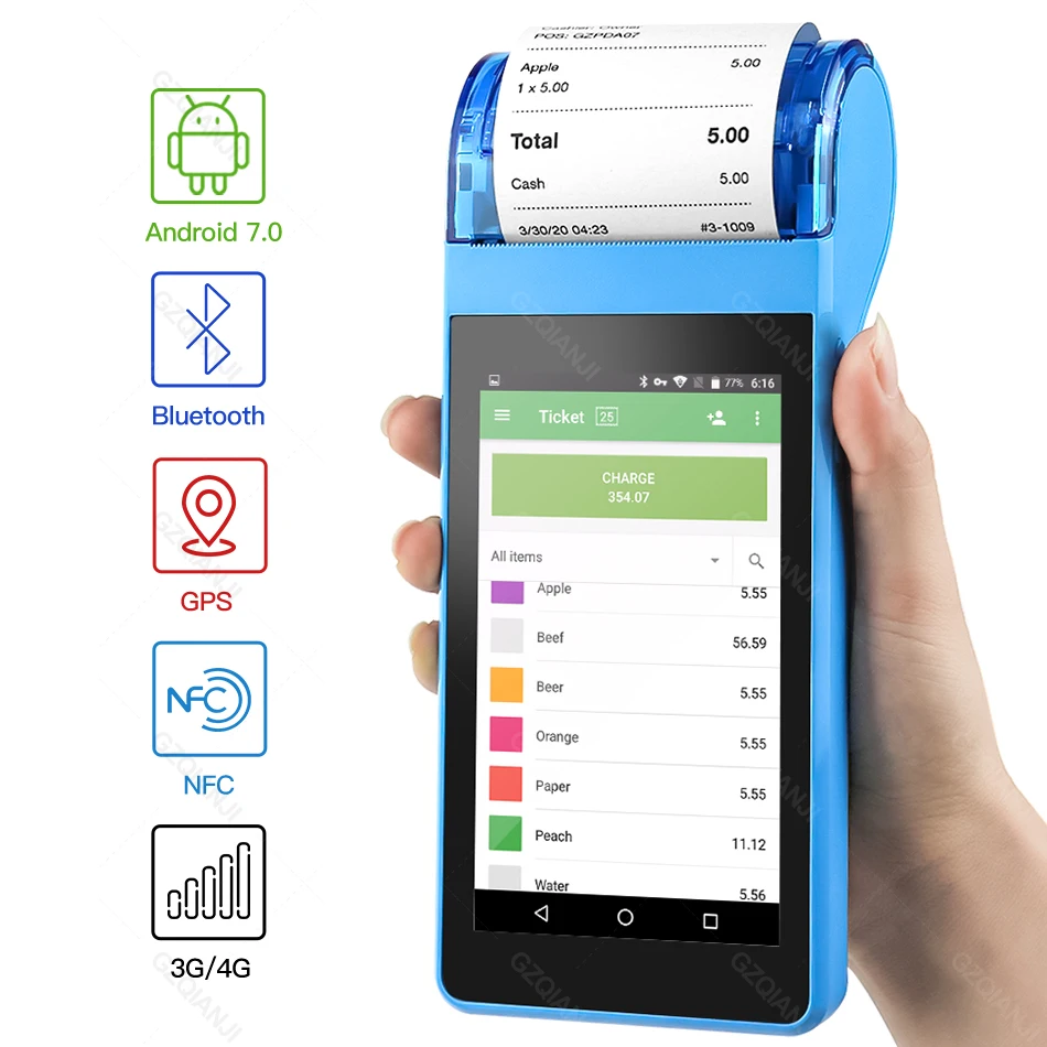 Мини-принтер для чеков loyстих POS-принтер на Android 7 0 POS-терминал 58 мм GPS ручной NFC Bluetooth