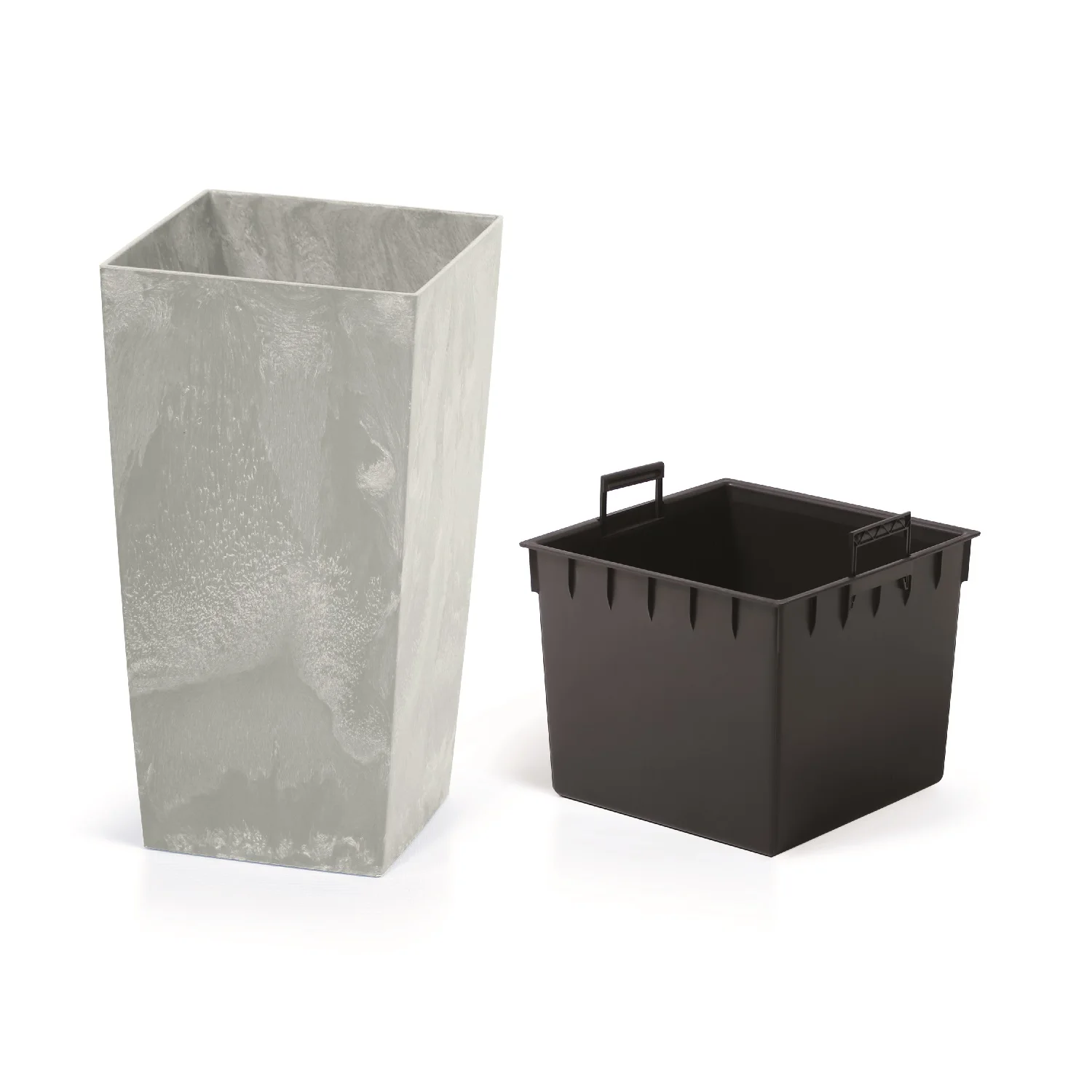 show original title Details about   New flowering pot plastic square modern gloss urbi anthracite 