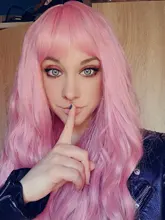 ALAN EATON-Pelucas sintéticas para mujer, cabelleras de contextura ondulada, largas, de color negra y rosada, con degradado, de pelo natural de fibra de alta temperatura