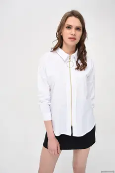

Cotton Mood Women Poplin Front Zipper Shirt 9071474