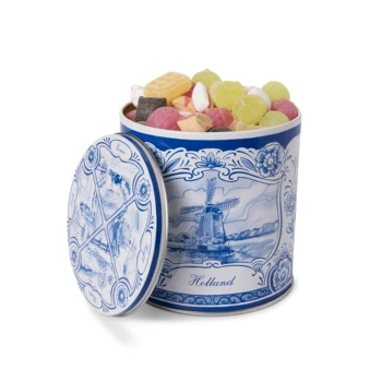 

Delft Blue tin jar with traditional Dutch candy