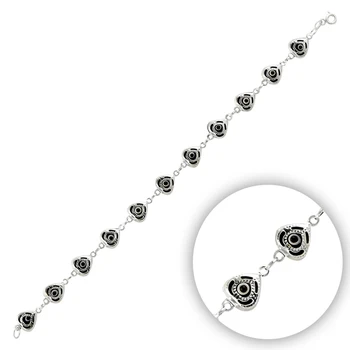 

Silver 925 Sterling Hand Job Glass Eye Bead Heart Bracelet