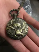 Lilo & Stitch-colgante de reloj de bolsillo Retro de bronce, collar de Koala, reloj con cadena, regalo para niños