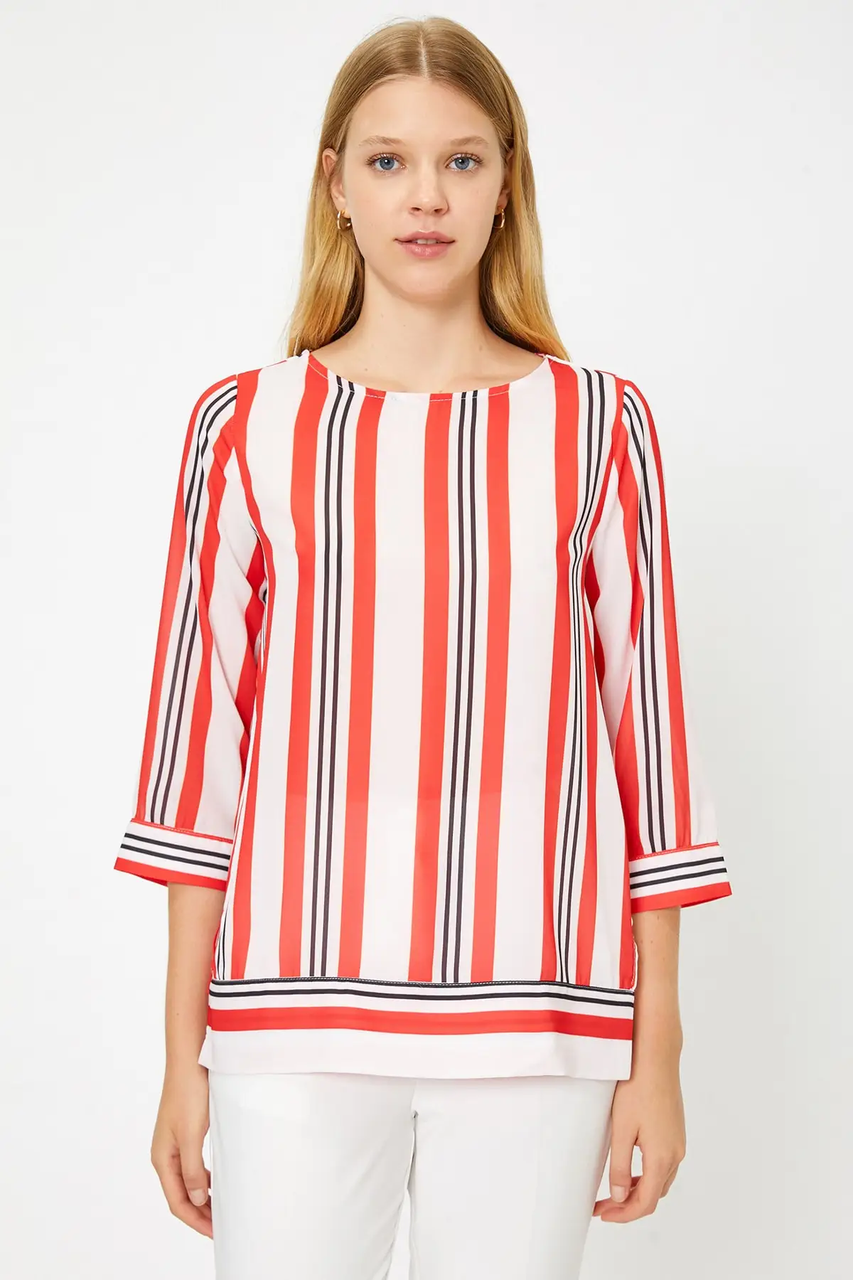 Coton женская красная блузка в полоску 0KAK68901PW