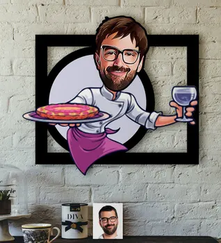 

Personalized Mr Waiter Caricature OF 3D Wood Tablo-1 Reliable Quality Cost Effective Gift Home Decoration Wall fun