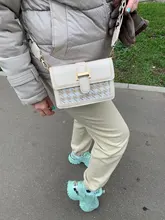 Bolso cuadrado de lana Retro de diseño único, bandolera de hombro elegante, ancho de 20,5 cm, alto de 15cm, grosor de 8cm