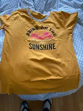 Womens T-Shirt Top-Tees Short-Sleeve Sunshine Bring Letter-Print O-Neck Casual on The