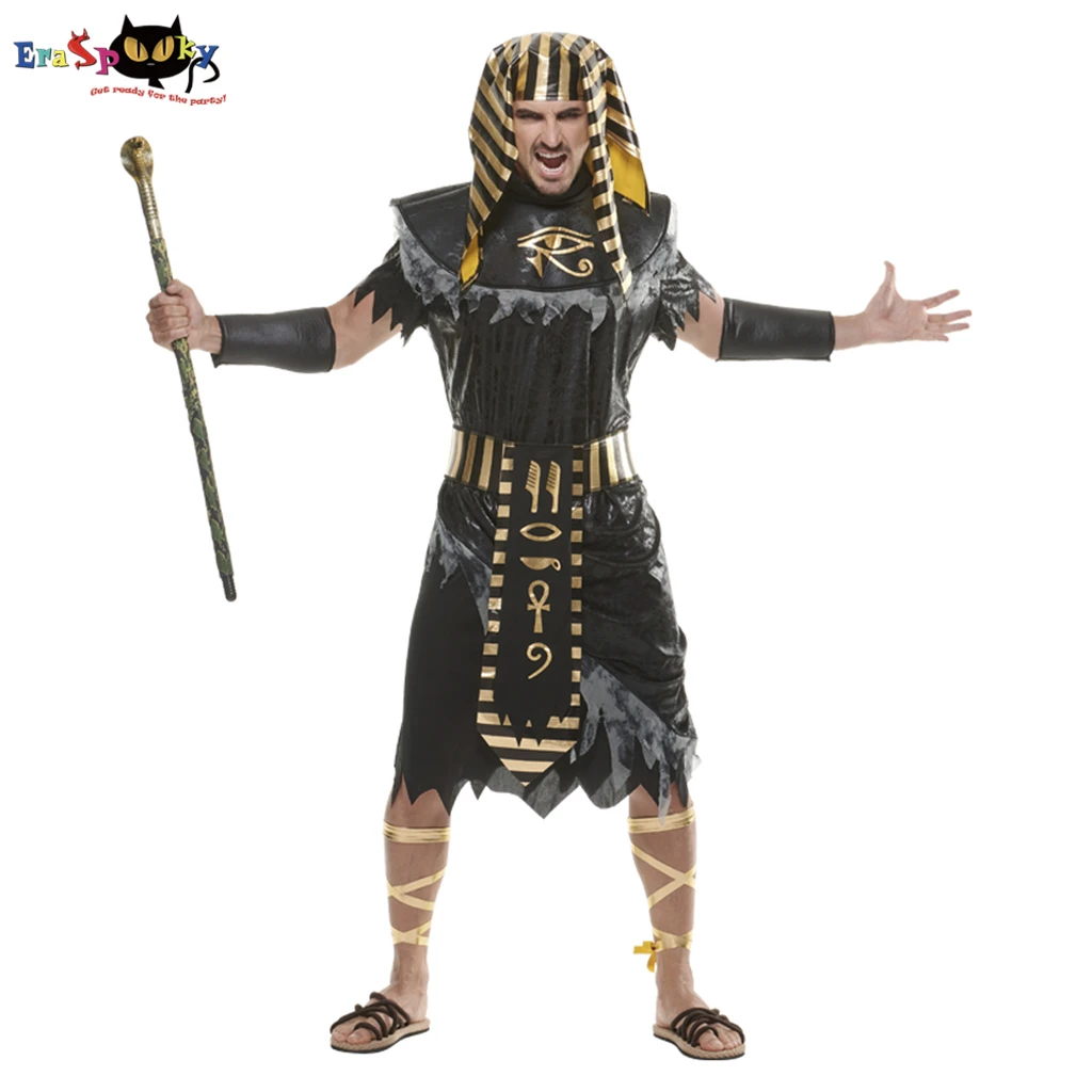 Eraspooky古代エジプトのファラオ男性衣装黒とゴールドエジプトの王ハロウィン衣装purimカーニバル Aliexpress