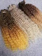 Nature-mechones de pelo negro Afro rizado extensiones de cabello sintético, 7 uds, 22-26 pulgadas, Marrón degradado, extensiones de pelo ondulado mechones de pelo rizado