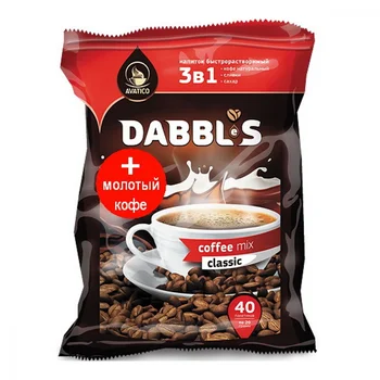 

Coffee avatico "Dabbl's", soluble with ground 3 in 1, 40 sachets