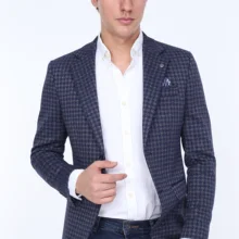 Мужской Блейзер Оуэн 20262-2 темно-синий турецкий качественный стиль зауженный крой Сделано в Турции настоящий европейский размер