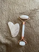 Rodillos de piedra de Jade para masaje Facial, Piedra Rosa de cuarzo Natural, para adelgazar la barbilla, estiramiento Facial, cuidado de la piel