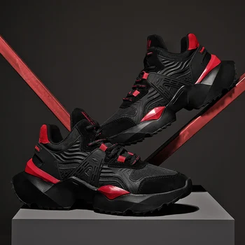 

Popular Brand Men Sneakers Breathable Mesh Running Shoes for Man Black Red Outdoor Sports Male Athletic Gym Trainers Size 39-45