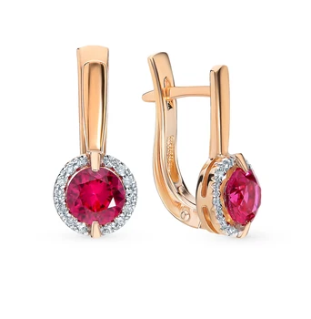 

Gold earrings with rubies and diamonds sunlight sample 585