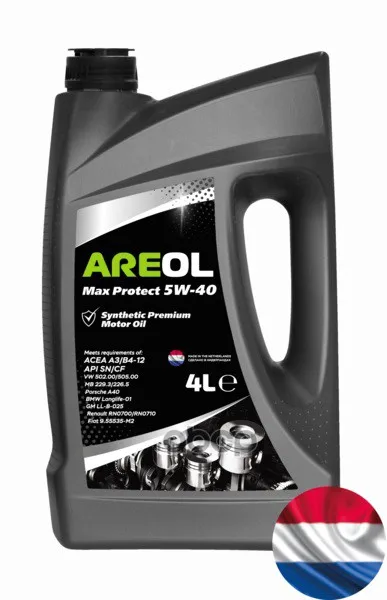 AREOL Areol Max Protect 5w-40(4l)_масло Моторное! Синт Acea A3/B4, Api Sn/Cf, Vw 502.00/505.00,Mb 229.3 Areol 5w40ar010