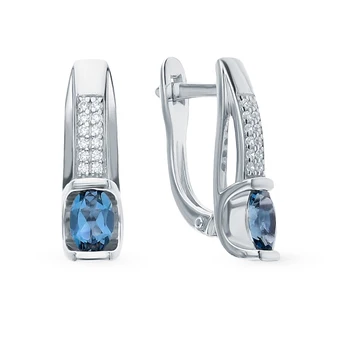 

Silver earrings with Topaz and cubic zirconia sunlight sample 925