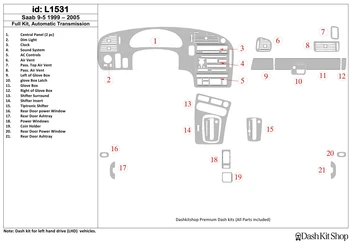 

Interior lining for Saab 9-1999-2005. Set L1531.
