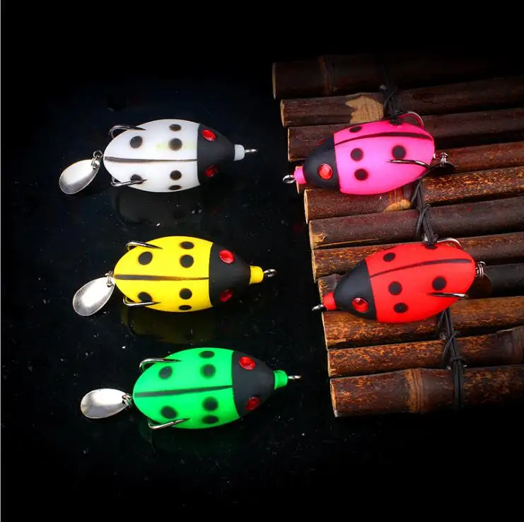 

5 colors peche Ladybug soft silicion Frog fishing lure 50mm/12g Fake Bait isca artificial fishing accessories good for fishing