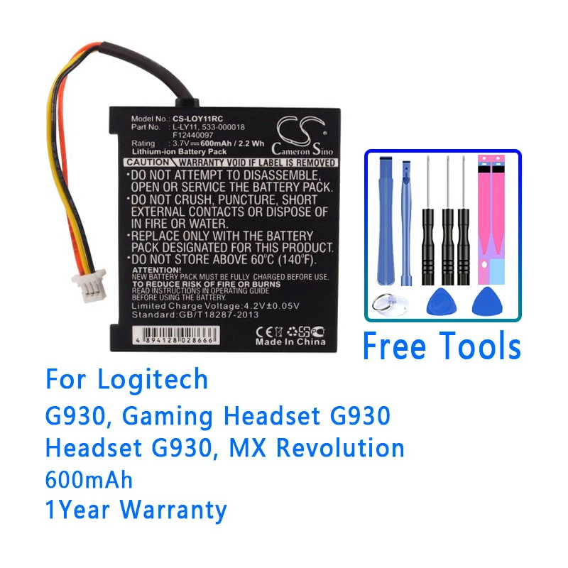 533 000018 F12440097 L para Logitech G930 Gaming Headset G930 MX 600mAh del ratón del teclado de Batteria Bateria|Baterías recargables| - AliExpress