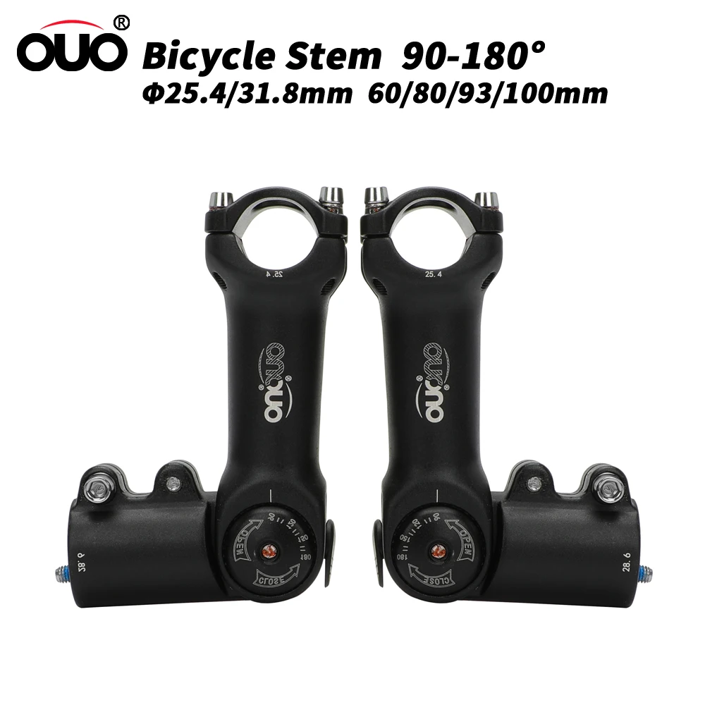 Регулируемый стержень руля велосипеда OUO, 25,4/31,8 мм, стержень руля велосипеда 90-180 градусов, горный велосипед, подъемник высокой прочности 60/80/100 мм, стержень велосипеда