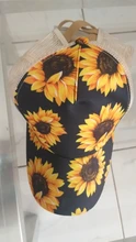 Gorra de béisbol de malla con diseño de girasol a rayas multicolor con cola de caballo y hueco entrecruzado sombrero de papá