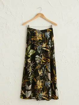 

Patterned Front Button Long Skirt