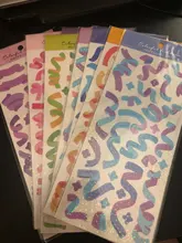 Pegatinas de PVC decorativas con láser, cinta colorida, etiqueta de palo de Scrapbooking, bricolaje, diario, álbum, adhesivo de papelería, accesorios