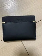 Billeteras de cuero para mujer, Mini monedero con broche, portatarjetas sólido, billeteras cortas a la moda, billetera con cremallera pequeña