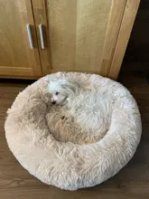 Mascota grande perrera Fuzzy felpa redonda gato cama casa larga suave perro de peluche cama nido de invierno cálido gato durmiendo alfombrilla cama para mascotas gato de casa