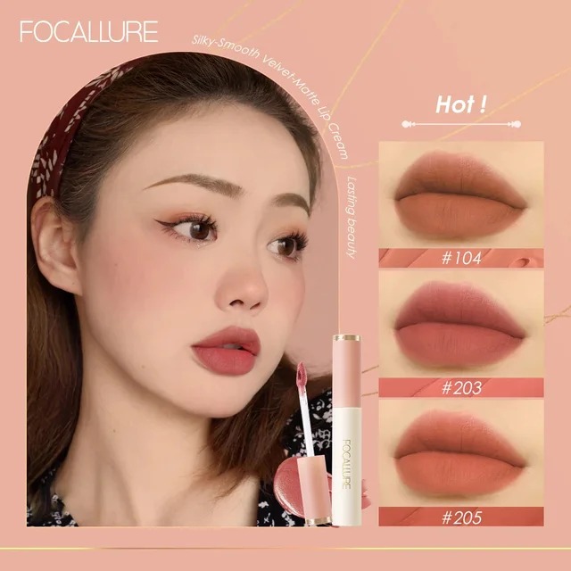 FOCALLURE Velvet Matte Lipstick Lip Gloss Liquid Lip Tint Cream Pigment Long Lasting Silky Texture For Lips Women’s Cosmetics 1