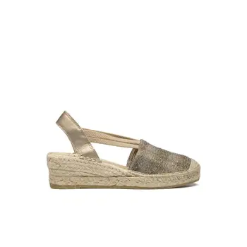

VIDORRETA-women-crib espadrilles-ALPARGATA cot half ESPARTO metallic fabric BRONZE elastics