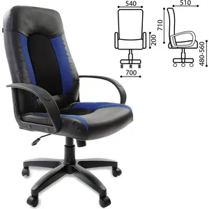 

Office chair brabix strike ex-525 eco-leather black, fabric black/blue TW 531380