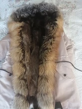 BLUENESSFAIR-Chaqueta larga impermeable de invierno para mujer, abrigo de piel de zorro y mapache Natural, ropa de calle extraíble, 2020