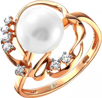

Примаэксклюзив ring with pearls and cubic zirconia in red gold